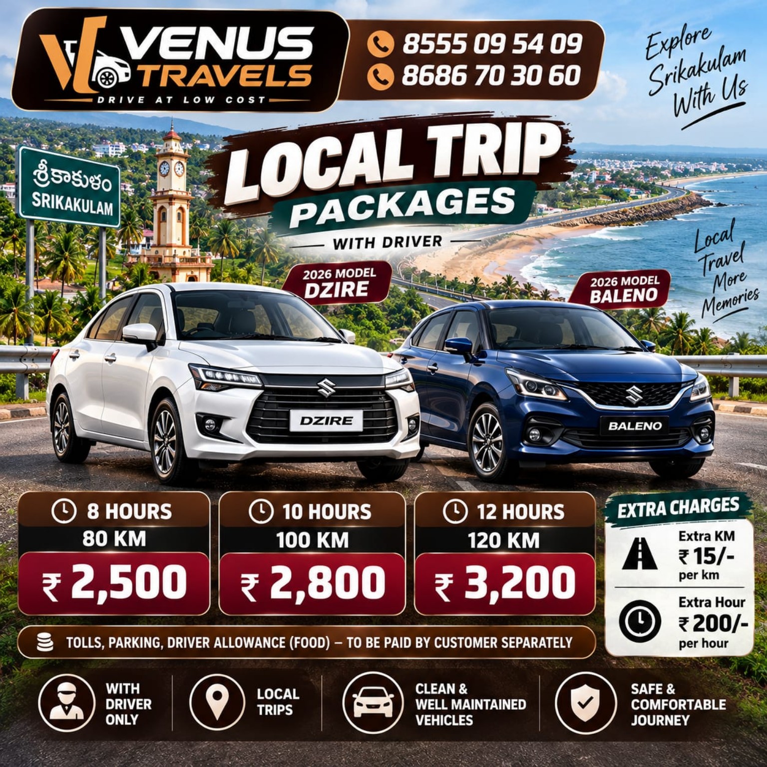 Venus Travels local trip packages poster